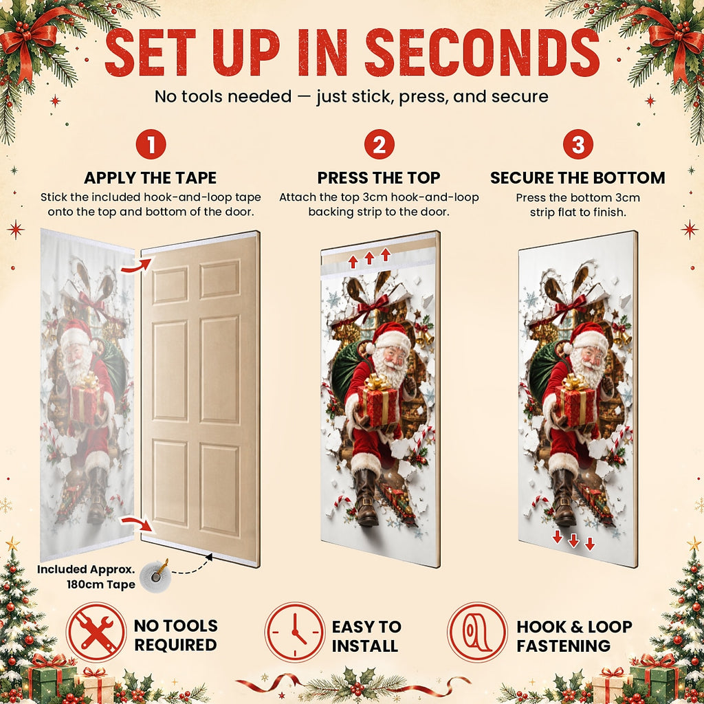 Vintage Santa Claus Christmas Door Cover