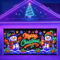 Blacklight Christmas Garage Cover UV Reactive Merry Christmas Snowman