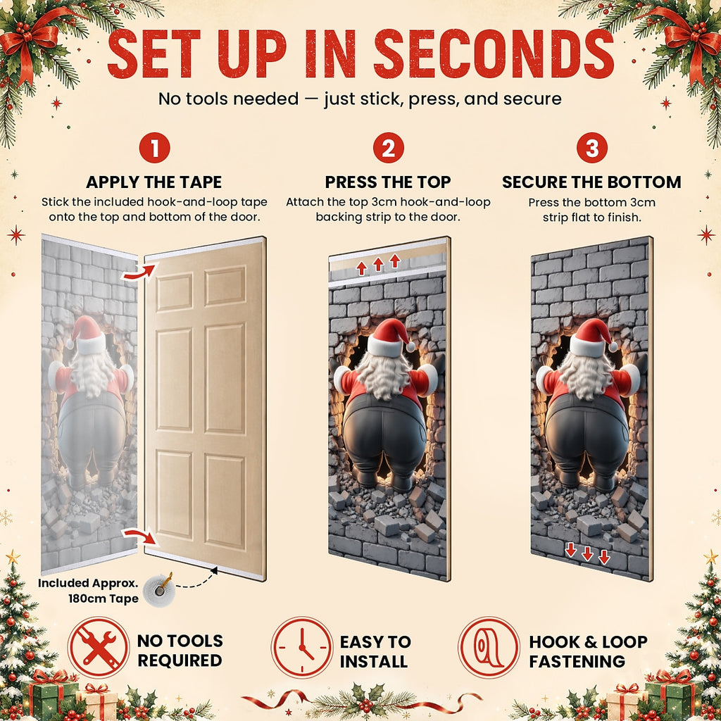 Funny Gnome Christmas Door Cover