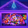 Blacklight Christmas Garage Cover 3D UV Reactive Broken Wall Snowman