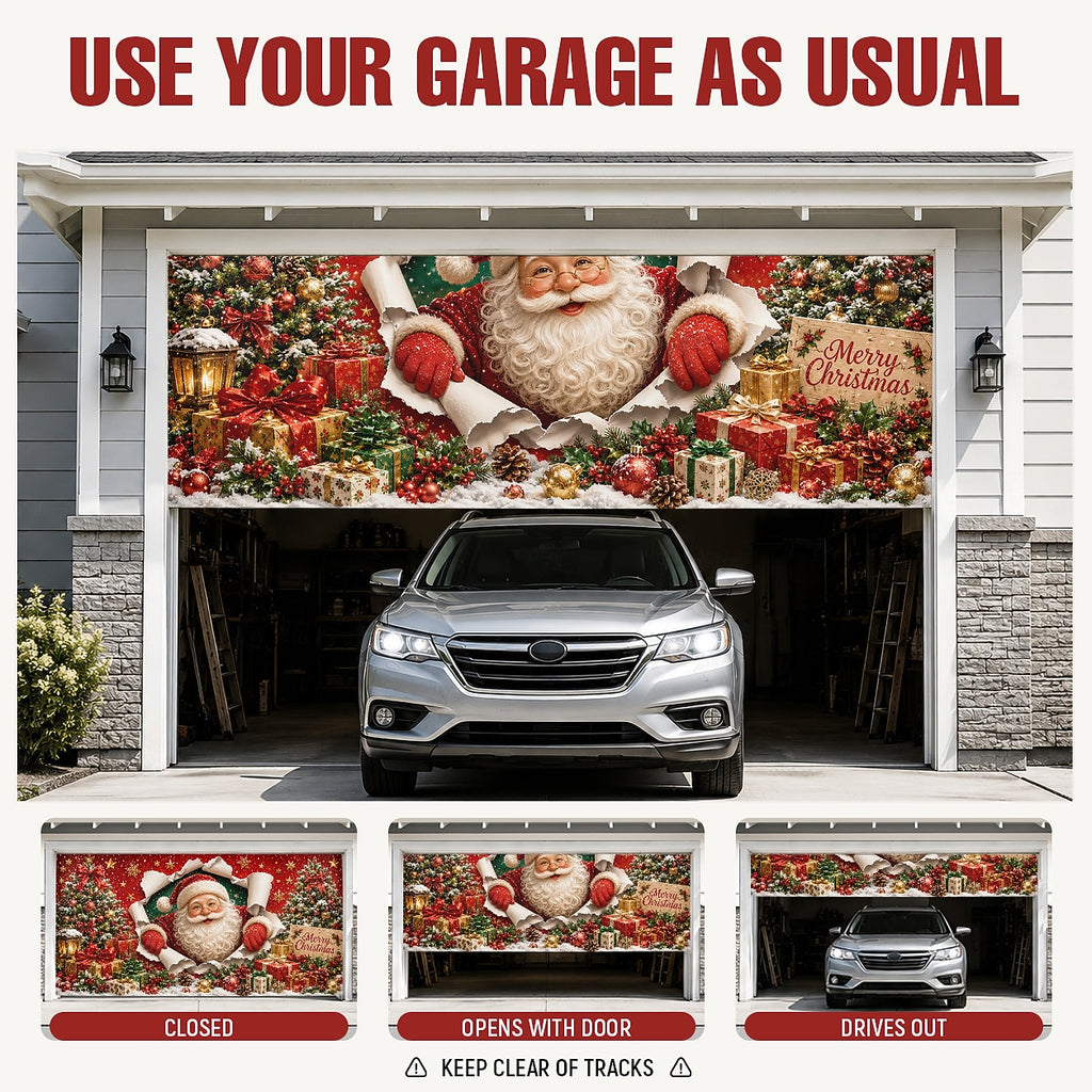 Santa with Gifts Garage Door Cover