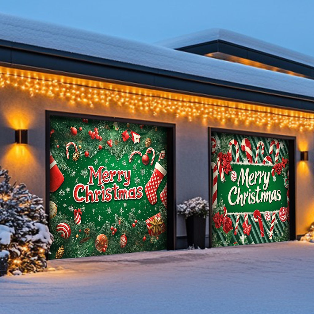 Christmas Stockings Garage Door Cover
