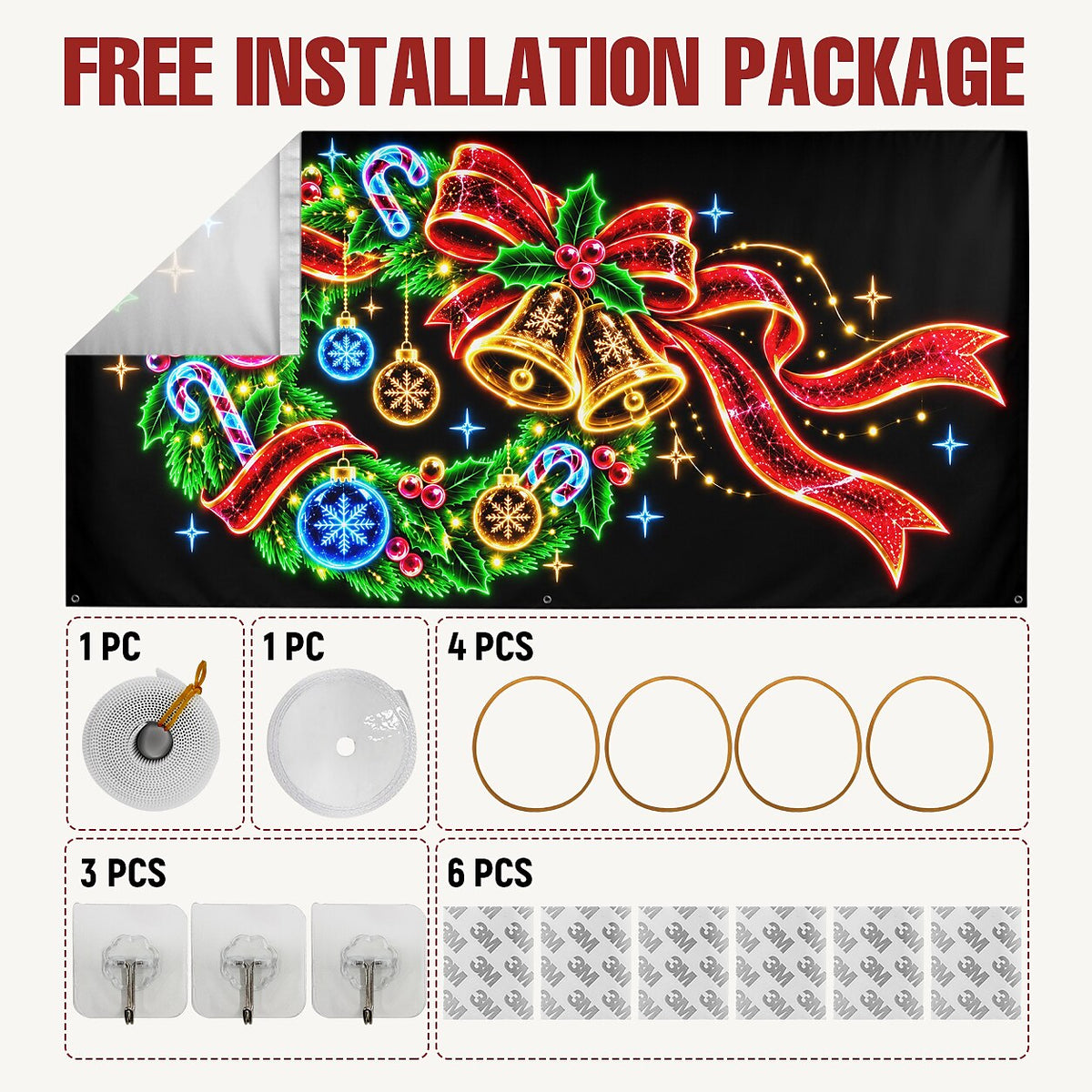 Blacklight Christmas Garage Cover UV Reactive Wreath & Ornaments