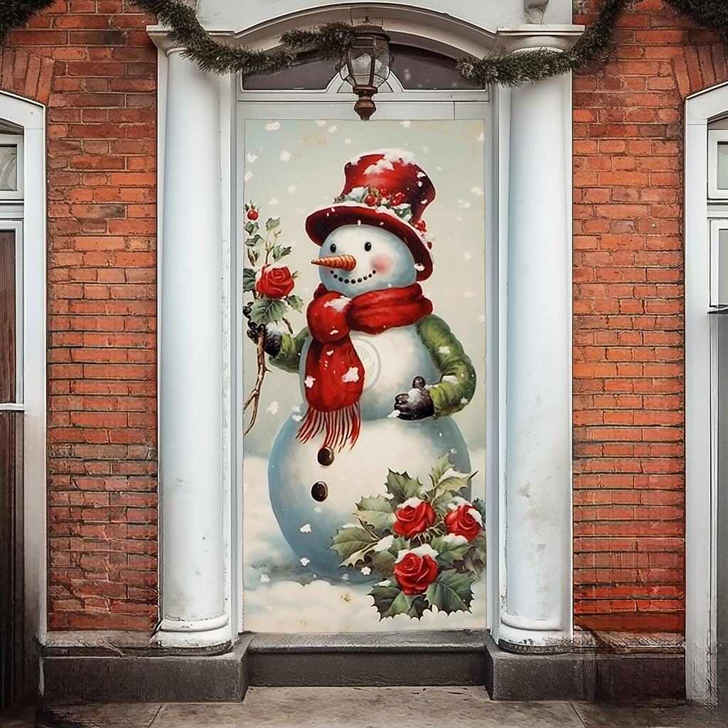Snowman Hot Chocolate Christmas Door Cover