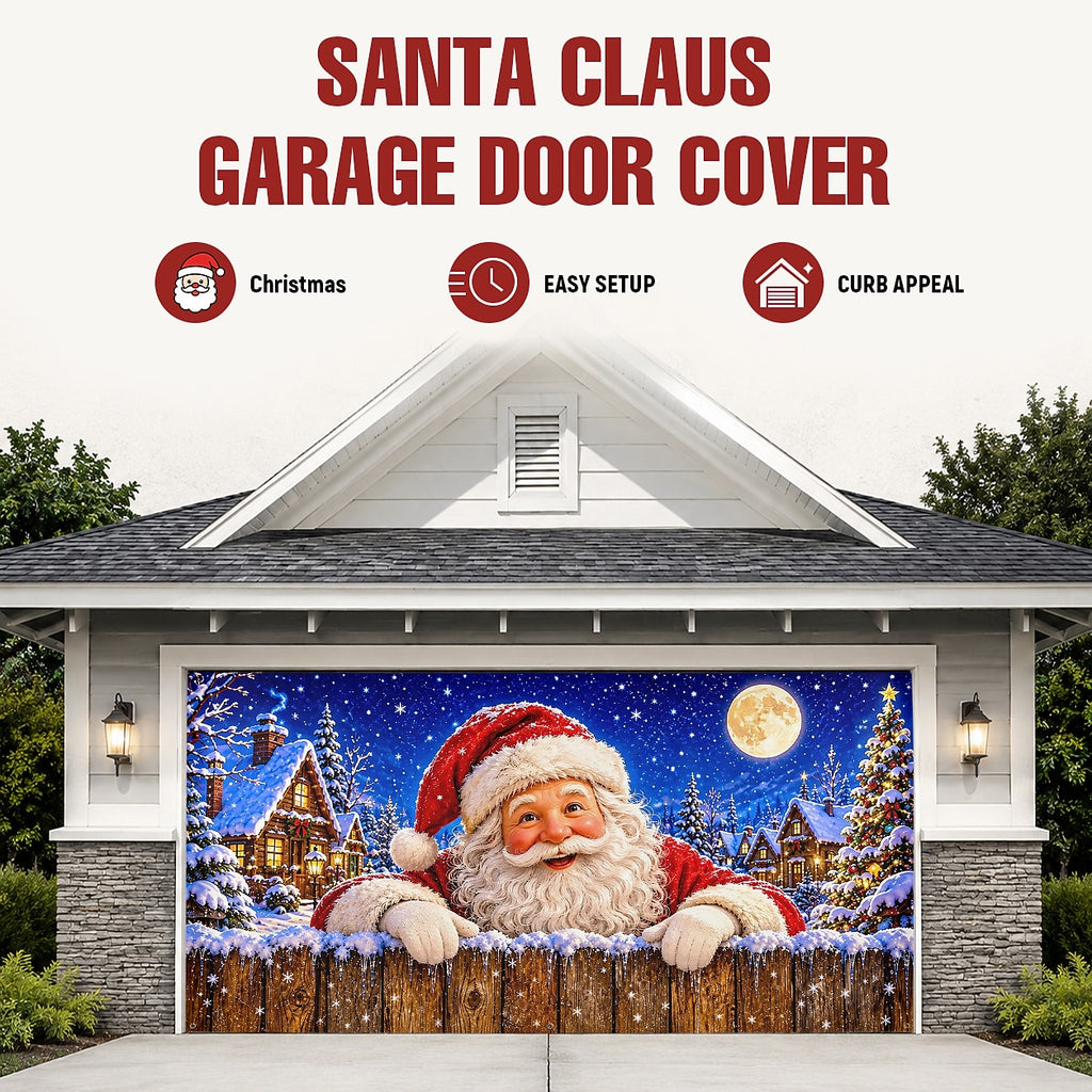 Peeking Santa Garage Door Cover