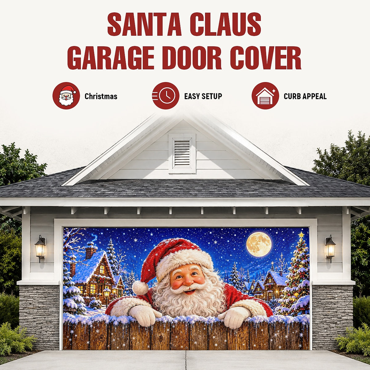 Peeking Santa Garage Door Cover