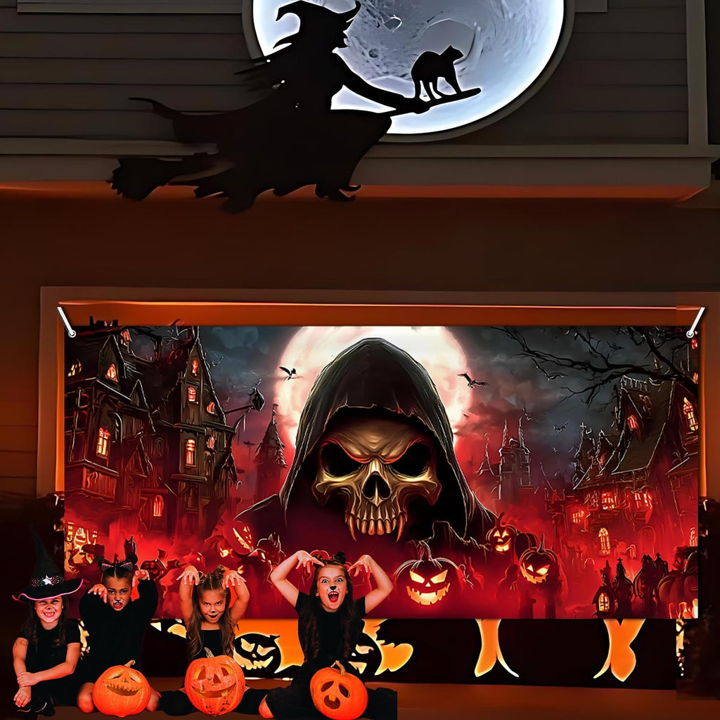 Scary Grim Reaper Mural | Halloween Garage Door Banner Cover