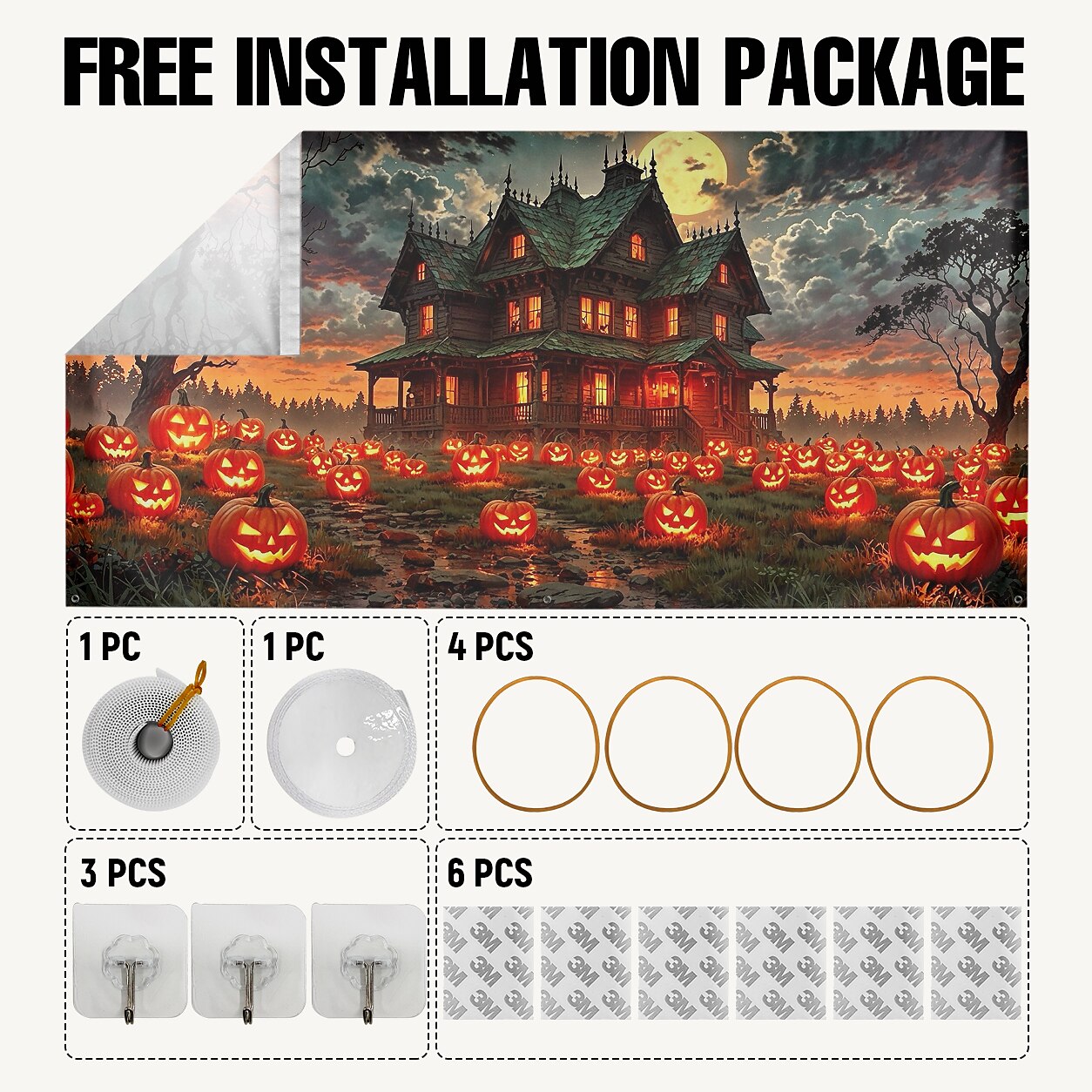 Halloween Haunted House Pumpkin Garage Door Cover