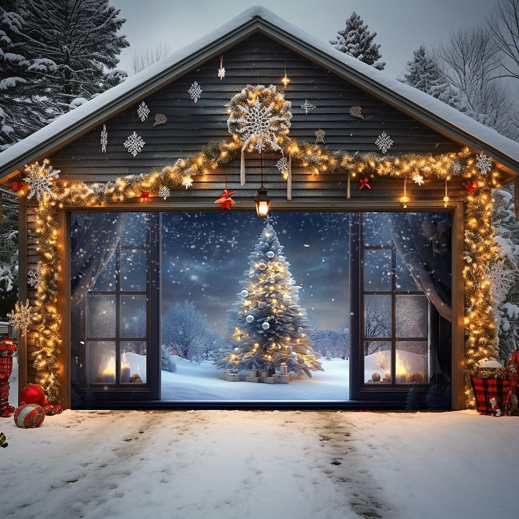 Snowy Forest Garage Door Cover
