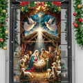 Nativity Scene & Christmas Wreath Christmas Door Cover
