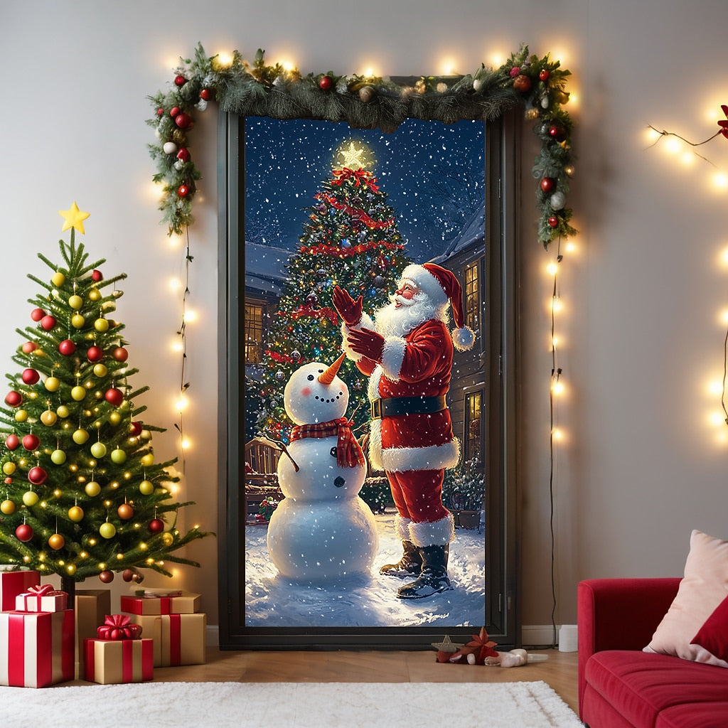 Santa Standing Christmas Door Cover