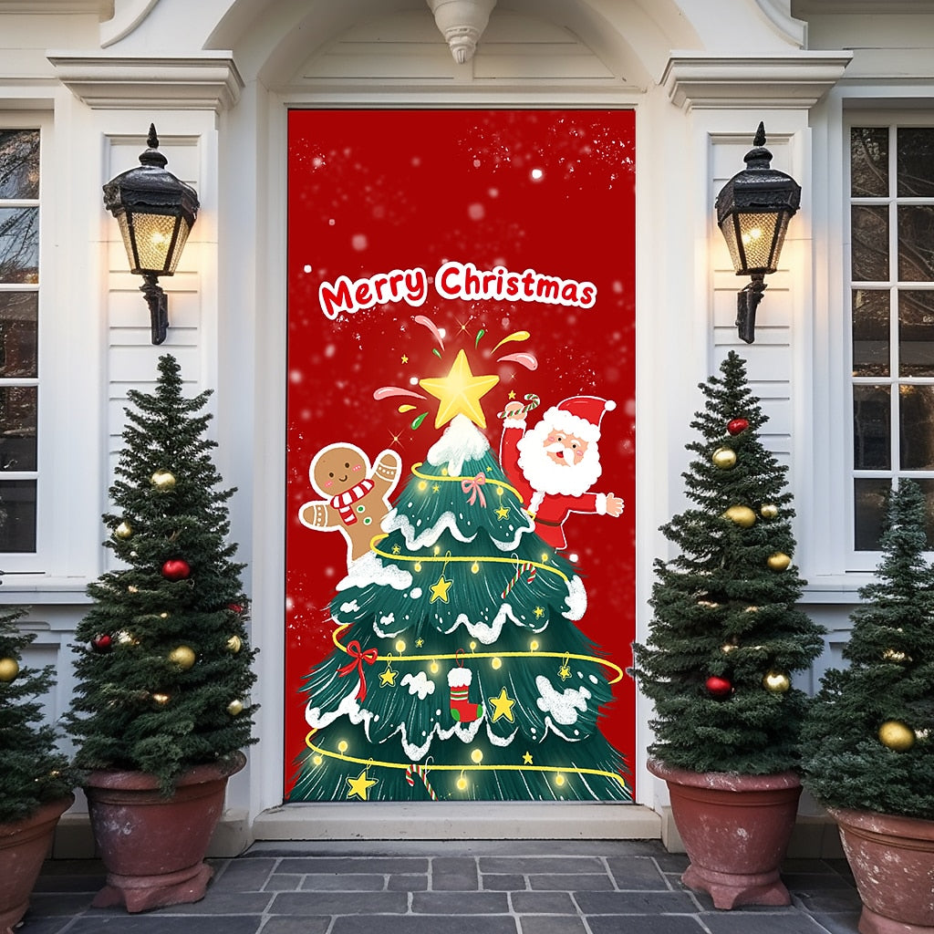 Festive Ornaments Christmas Door Cover