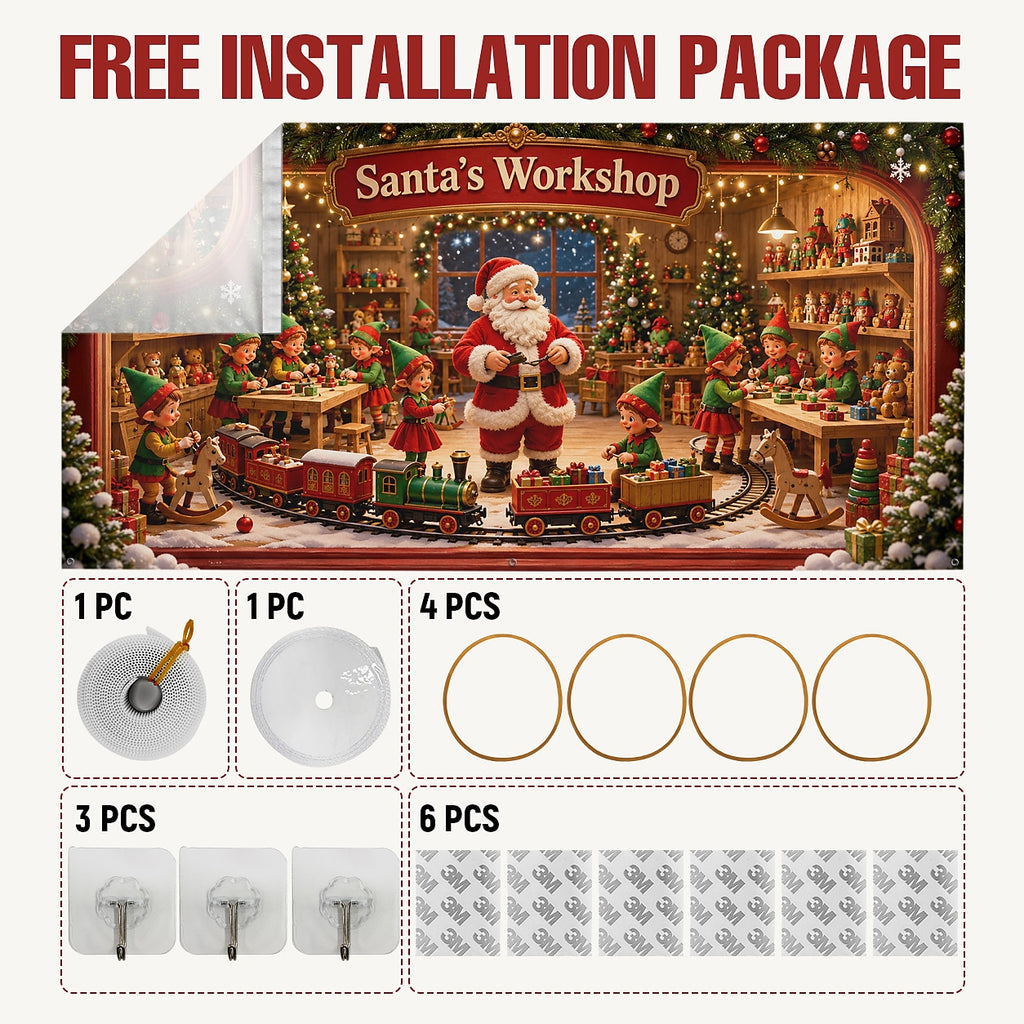 Santa Toy Workshop Garage Door Cover