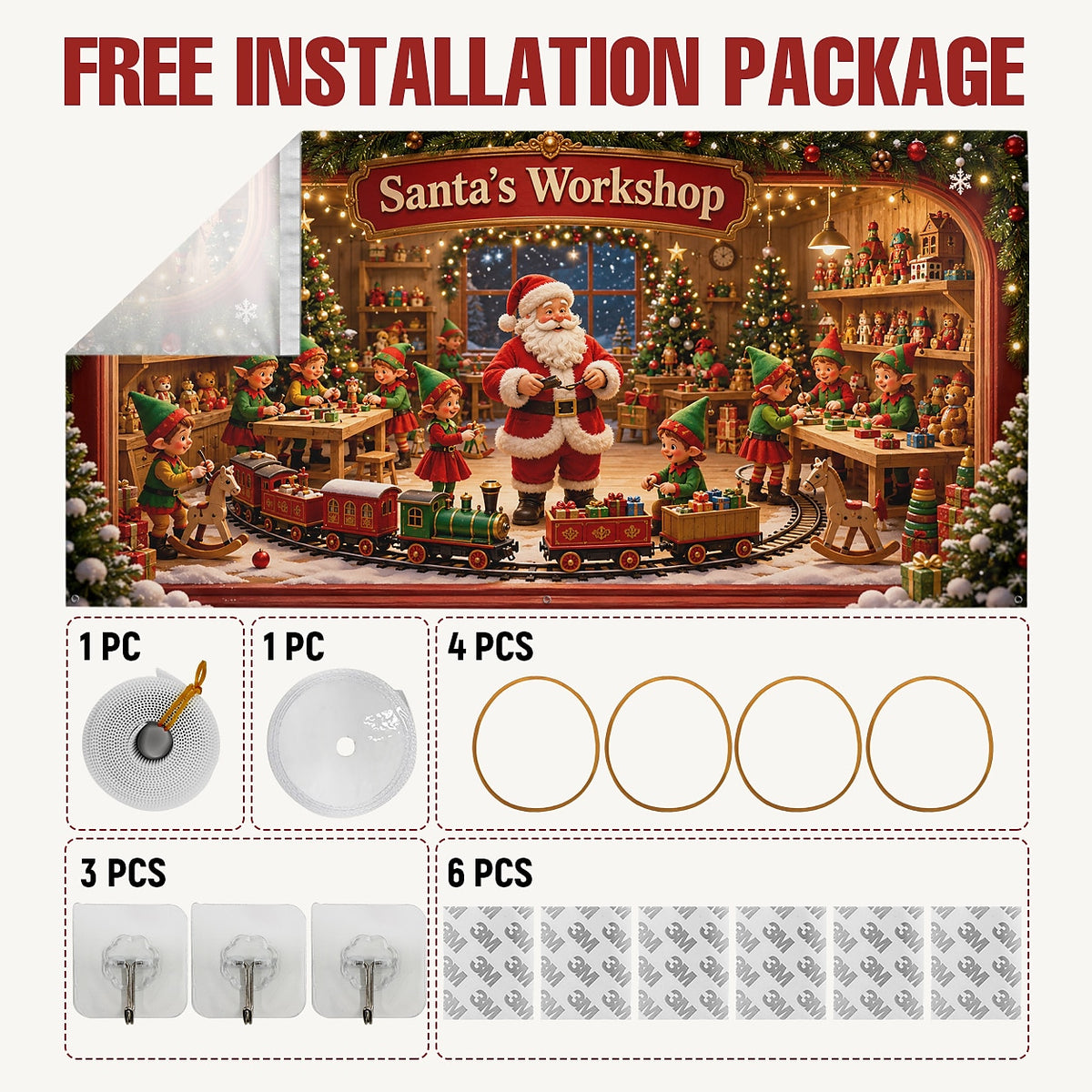 Santa Toy Workshop Garage Door Cover