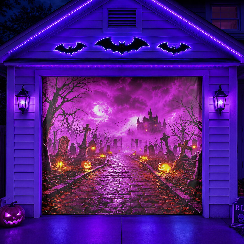 Halloween Haunted Graveyard Garage Door Cover