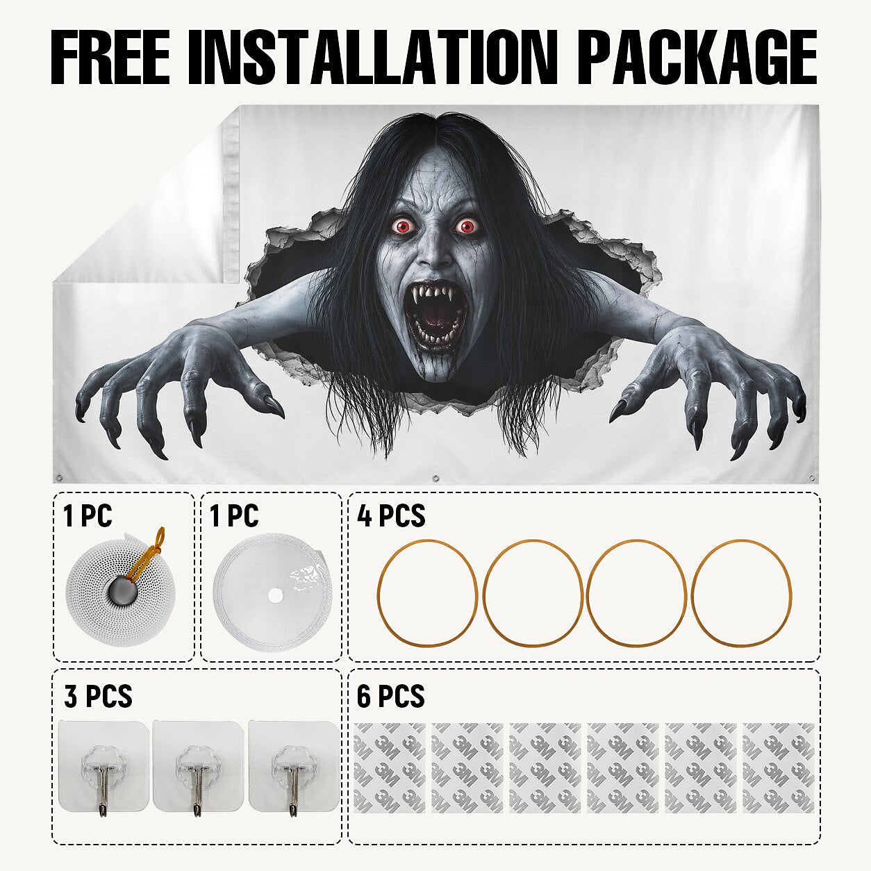 Halloween Creepy Ghost Woman Garage Door Cover