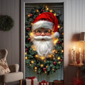 Santa Claus & Garland Christmas Door Cover