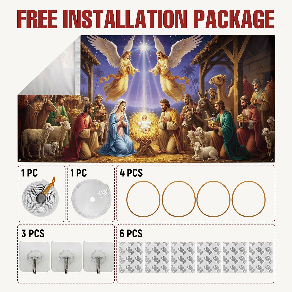 Nativity Christmas Garage Door Cover