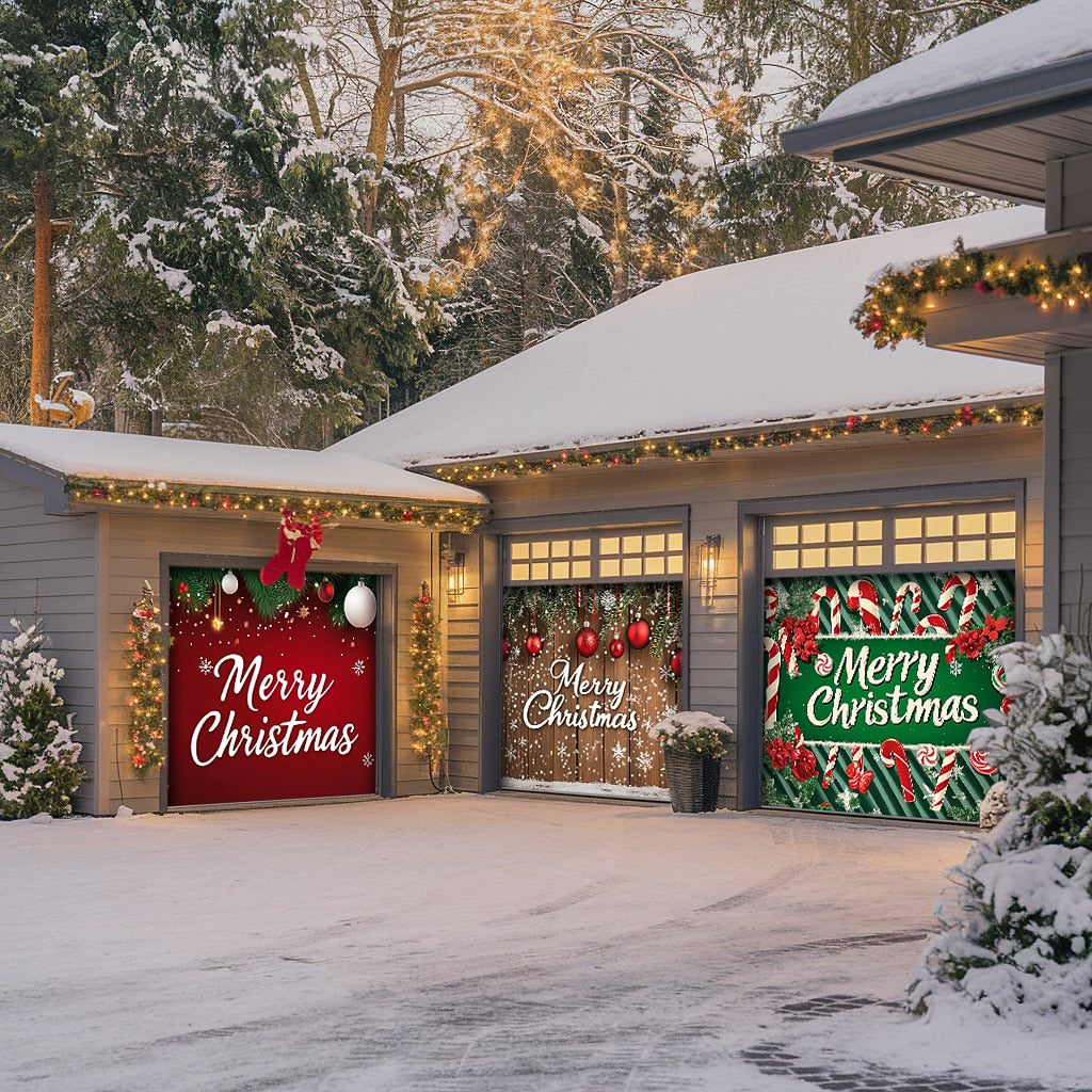 Christmas Stockings Garage Door Cover