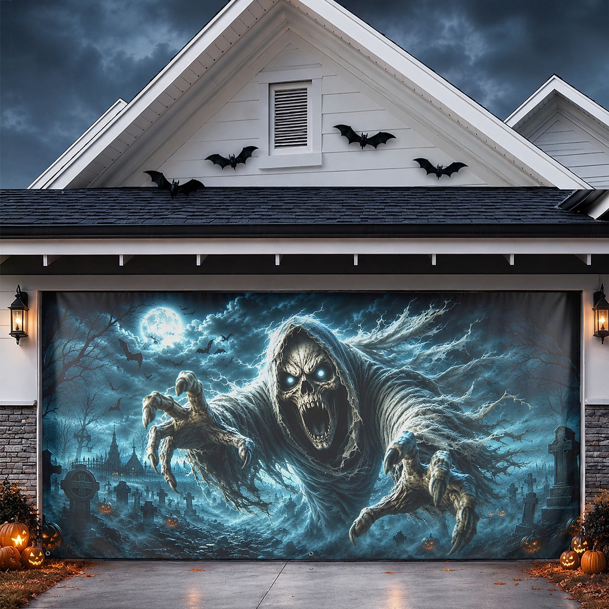 Grim Reaper Graveyard | Halloween Garage Door Banner Cover