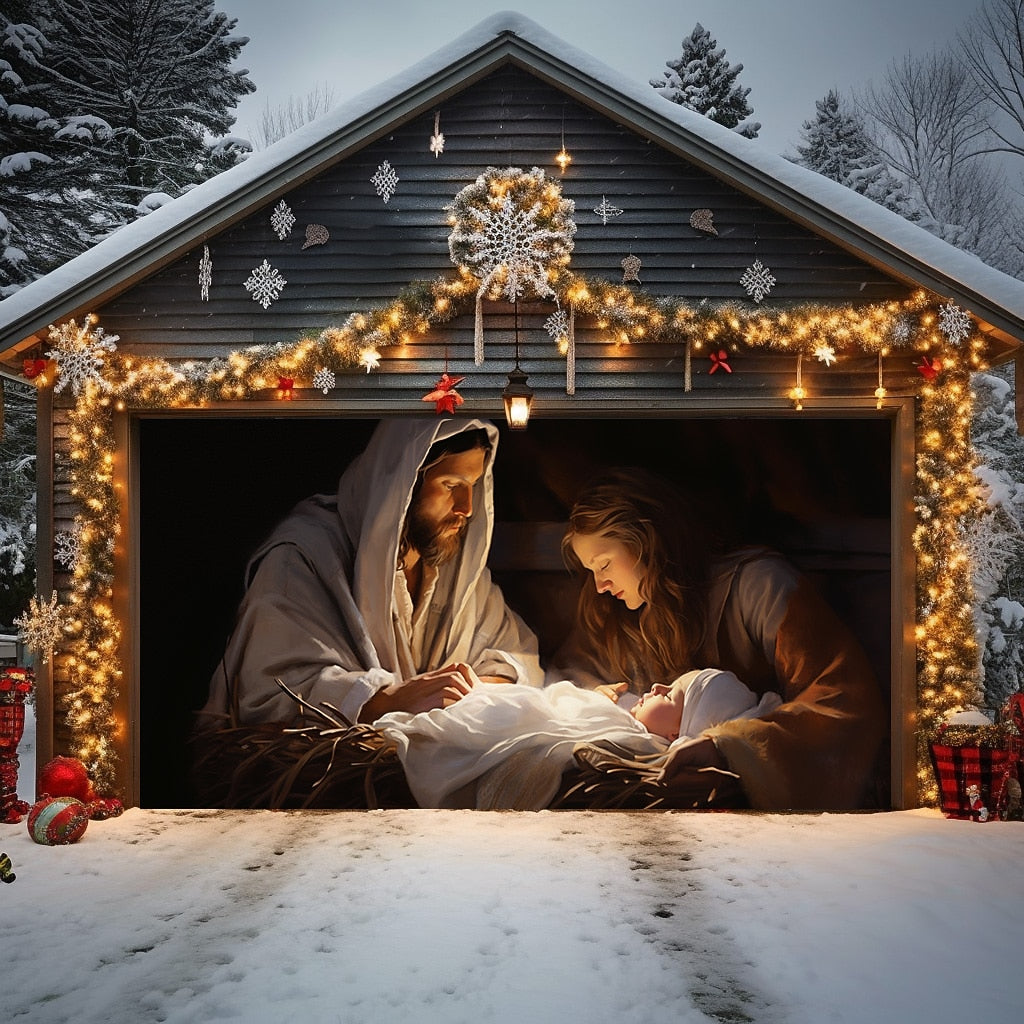 Nativity Door Scene Garage Door Cover