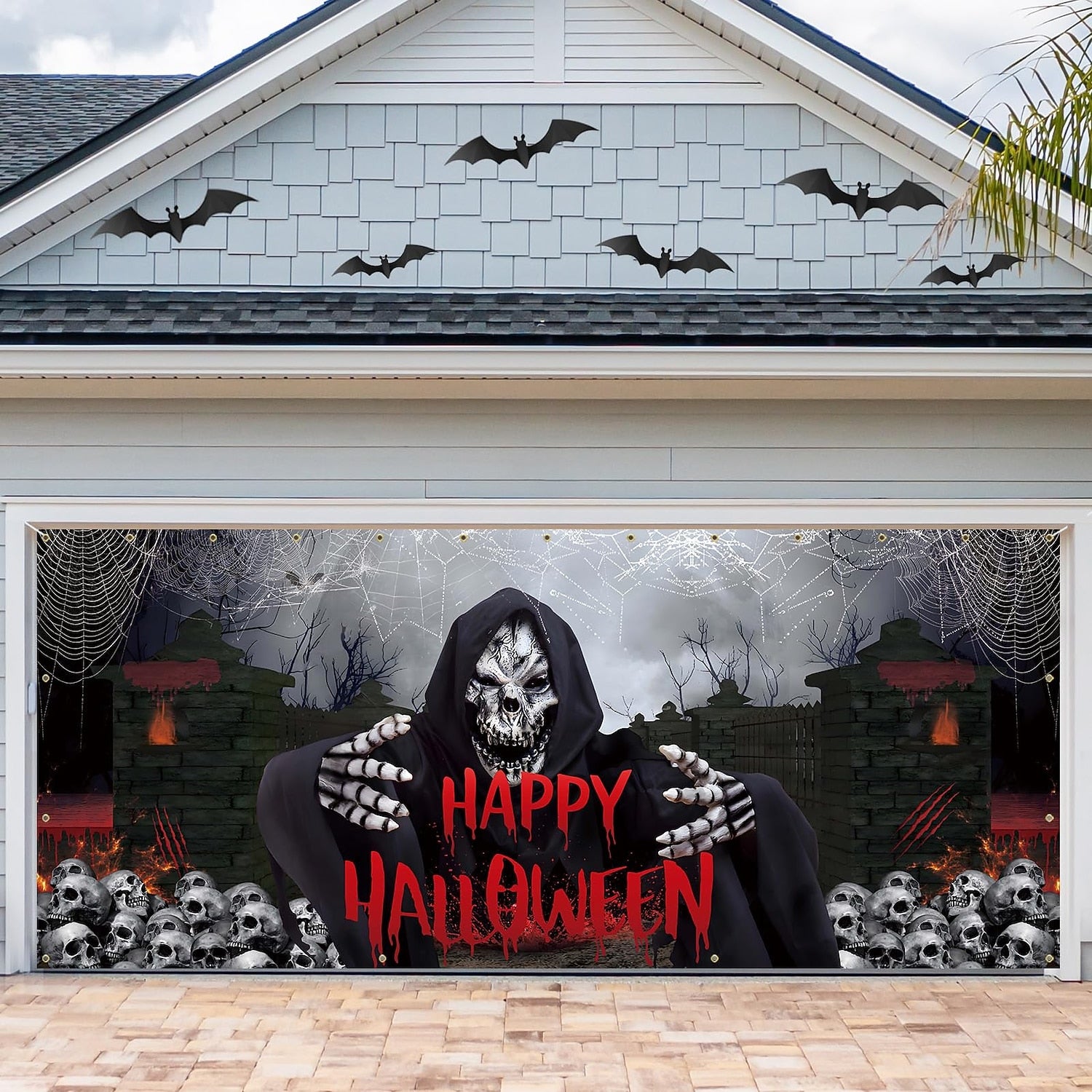 Scary Grim Reaper Mural | Halloween Garage Door Banner Cover