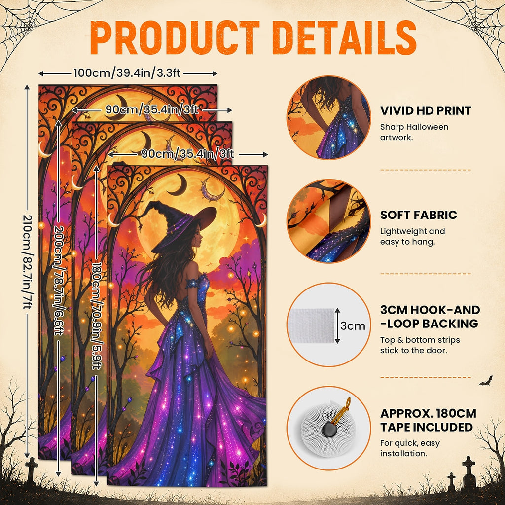 Skeleton Banner Halloween Door Cover Gothic Witch Haunted Castle Full