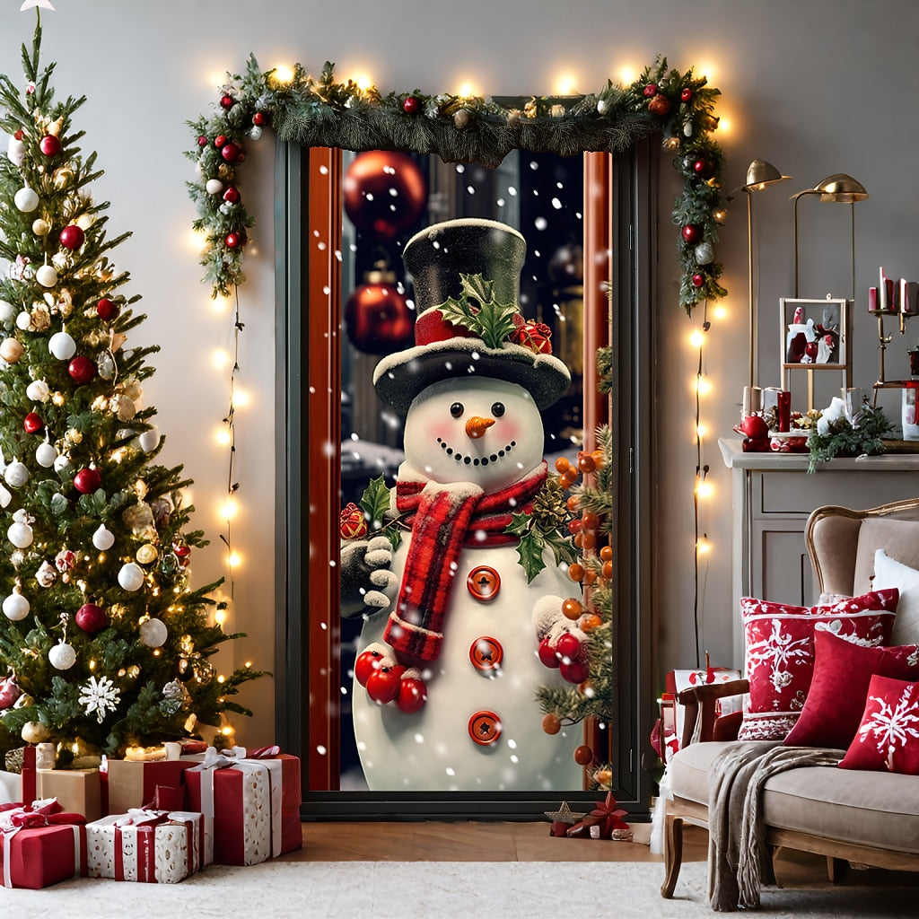 Snowman Christmas Door Cover