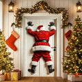 Santa Claus Reindeer & Merry Christmas Lettering Christmas Door Cover
