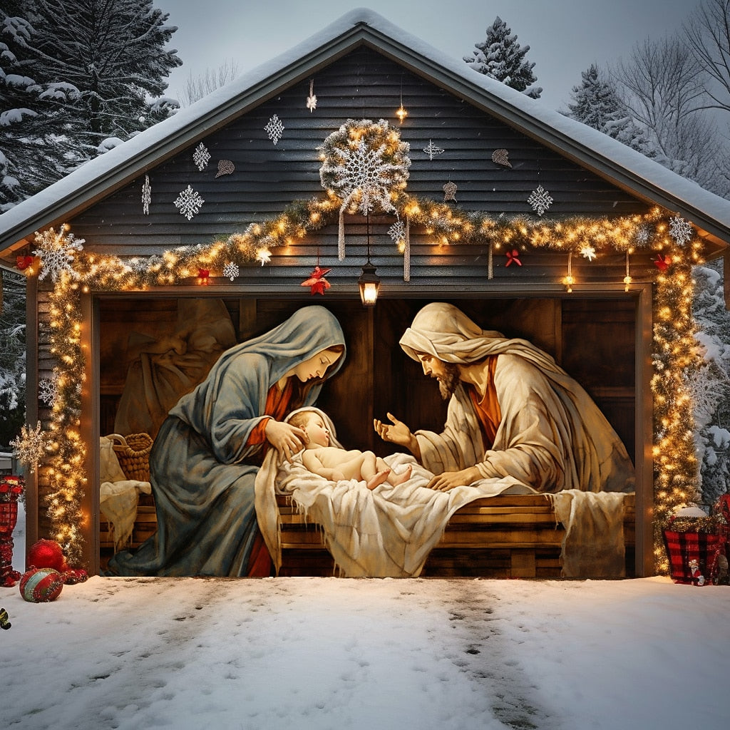 Nativity Door Scene Garage Door Cover