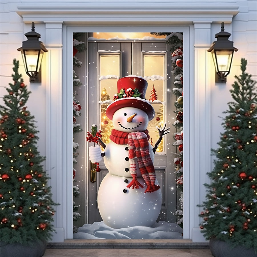 Snowman Christmas Door Cover