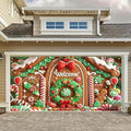 Gingerbread Snowman Christmas Garage Door Cover