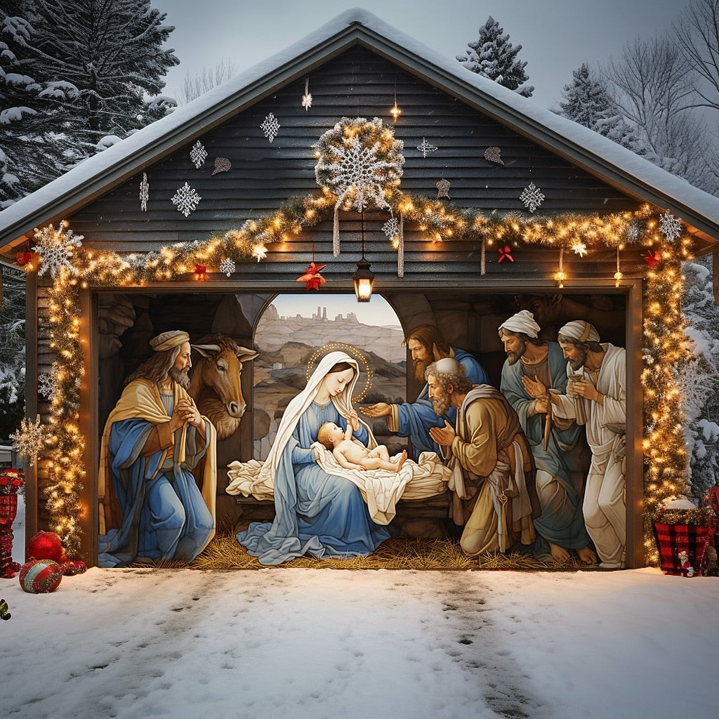 Nativity Door Scene Garage Door Cover