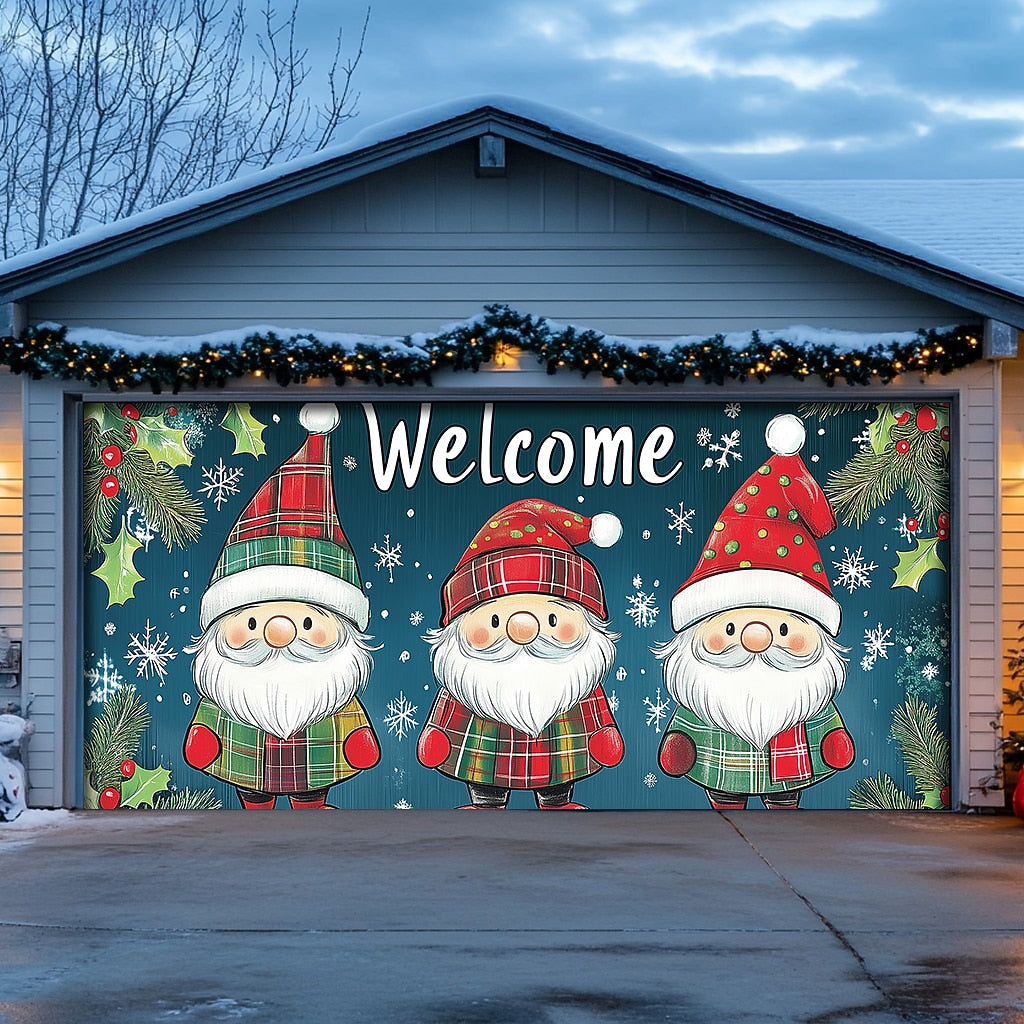 Christmas Gnomes & Elves Garage Door Cover