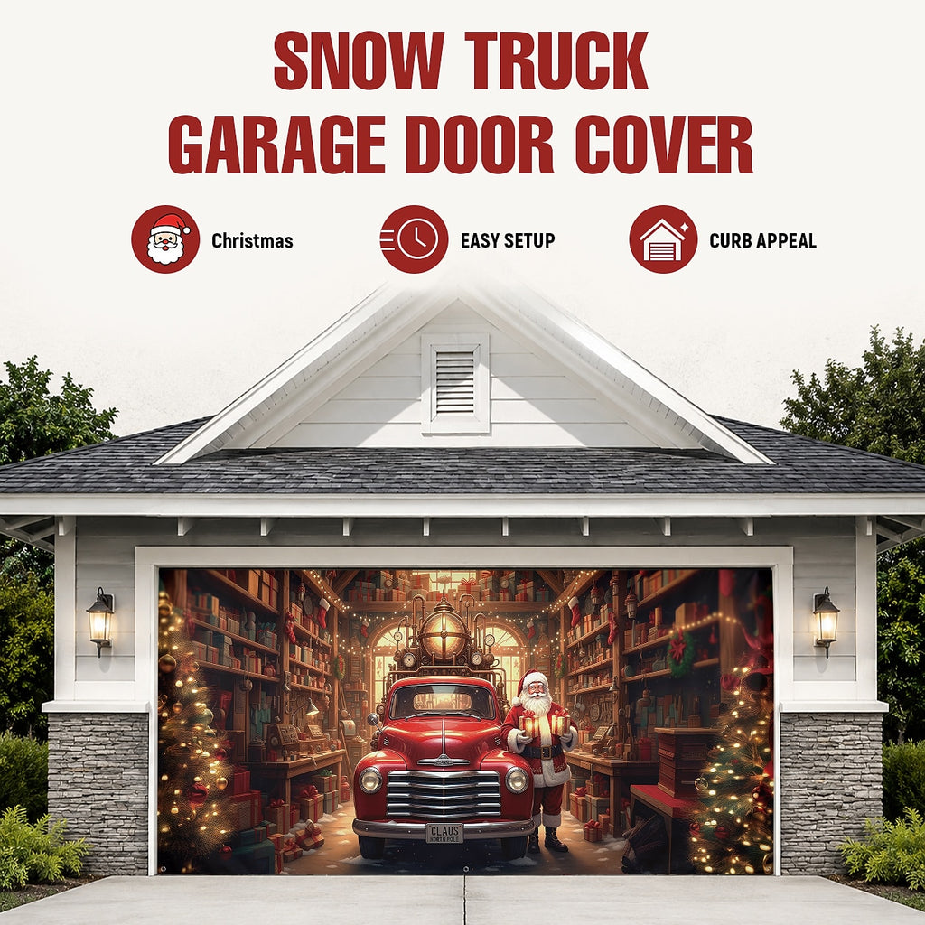 Santa Christmas House Garage Door Cover