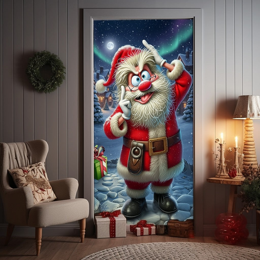 Santa Claus Reindeer & Gift Boxes Christmas Door Cover
