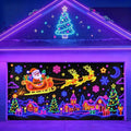 Blacklight Christmas Garage Cover UV Reactive Santa Sleigh & Reindeer Night Scene