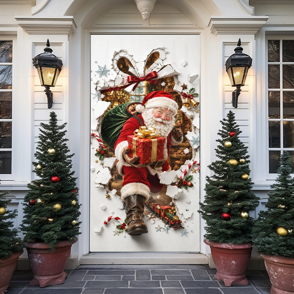 Vintage Santa Claus Christmas Door Cover