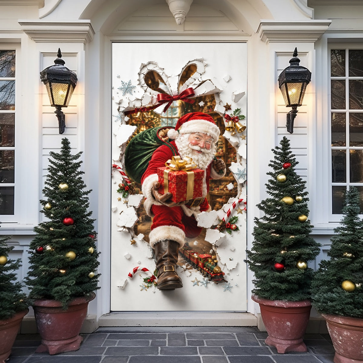 Vintage Santa Claus Christmas Door Cover