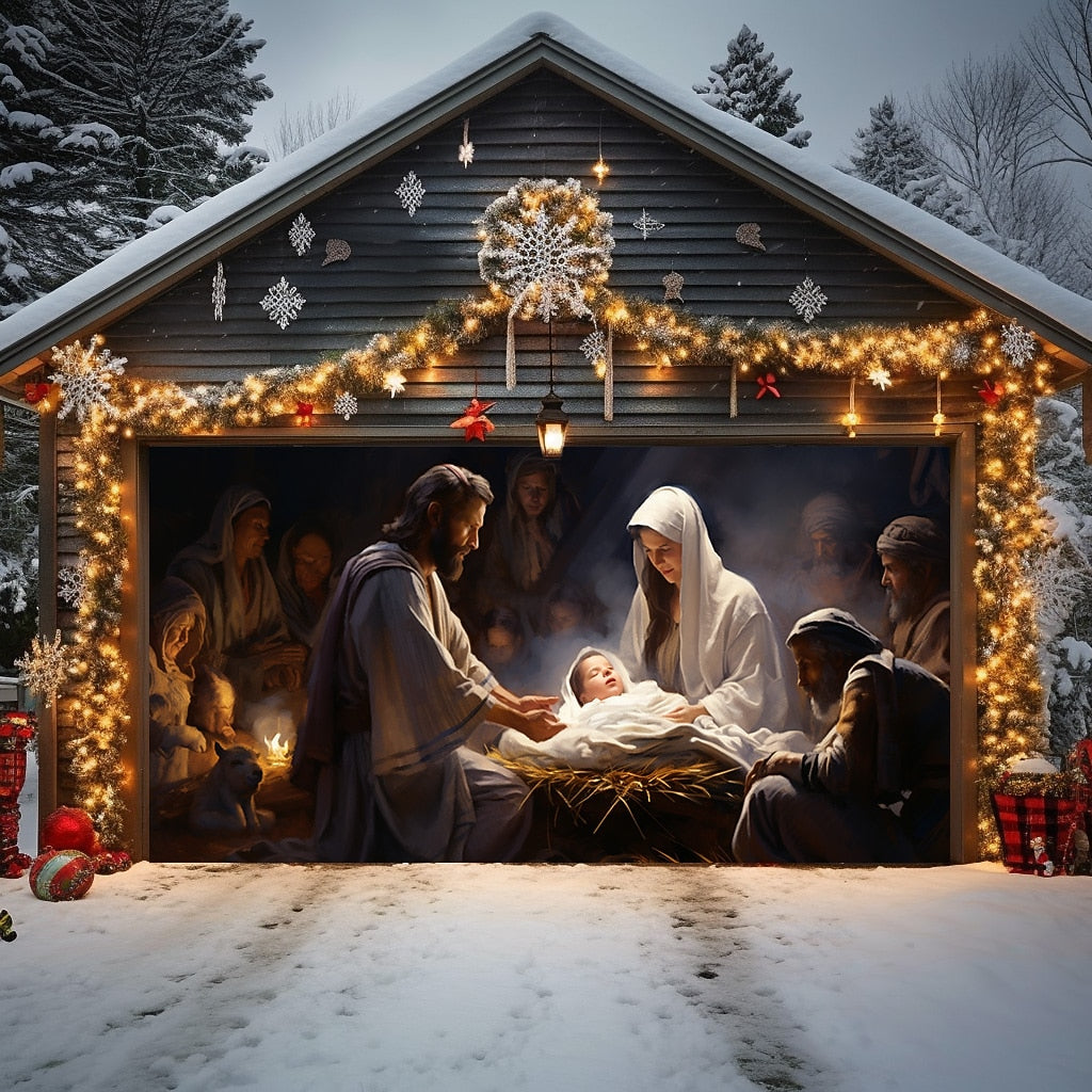 Nativity Door Scene Garage Door Cover