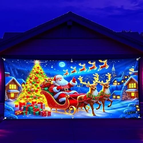 Santa & Elf Garage Door Cover