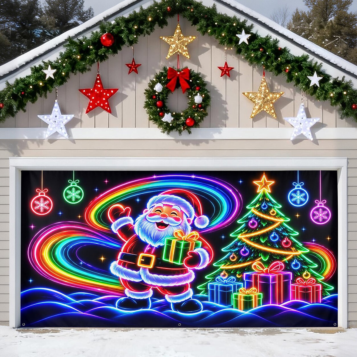 Blacklight Christmas Garage Cover UV Reactive Christmas Angel