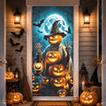 Pumpkin Witch Jack O Lantern Bats Door Banner Halloween Door Cover