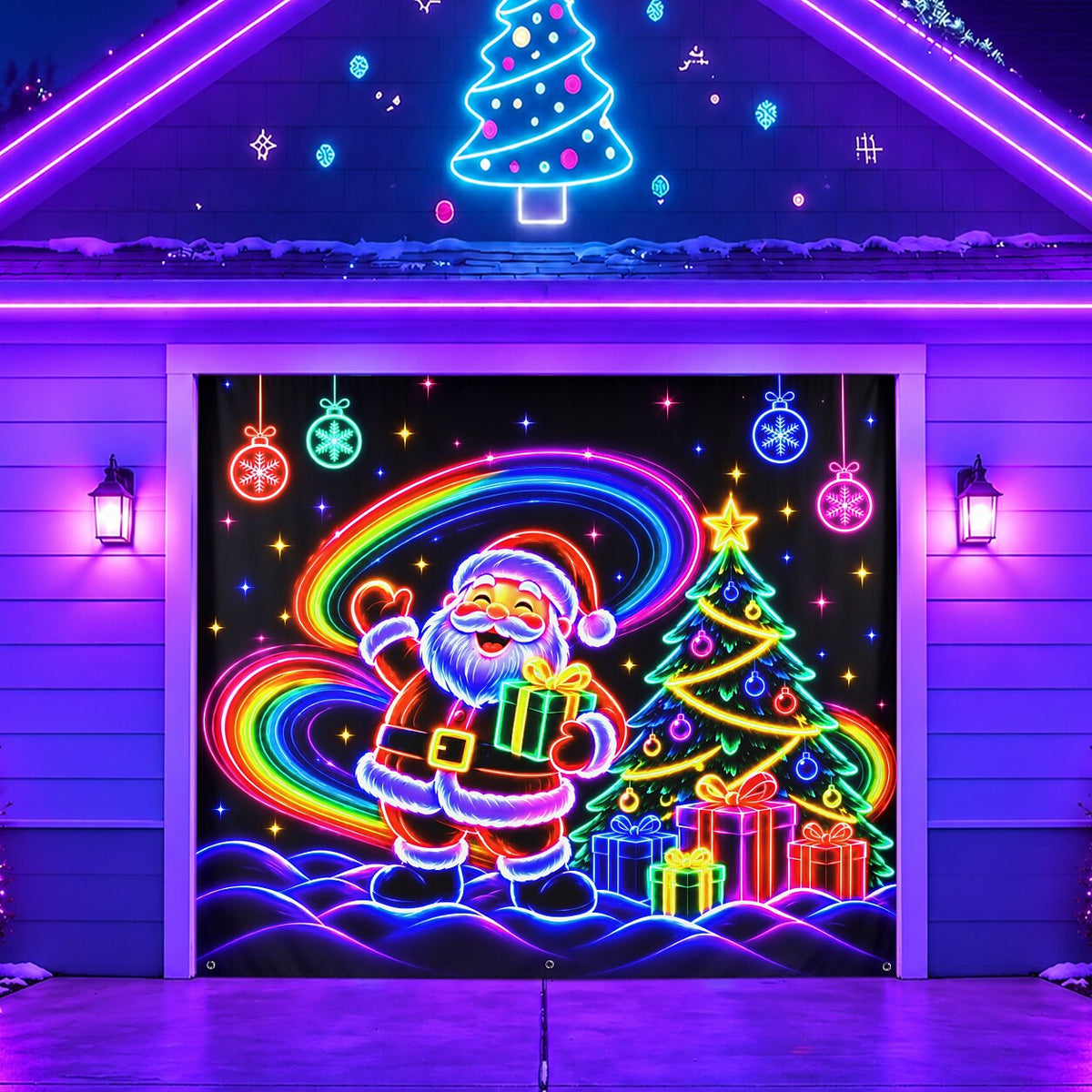 Blacklight Christmas Garage Cover UV Reactive Christmas Angel