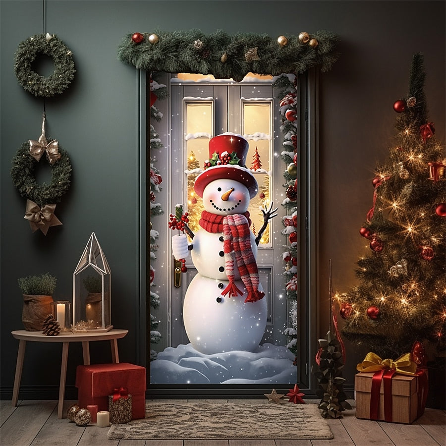 Snowman Christmas Door Cover