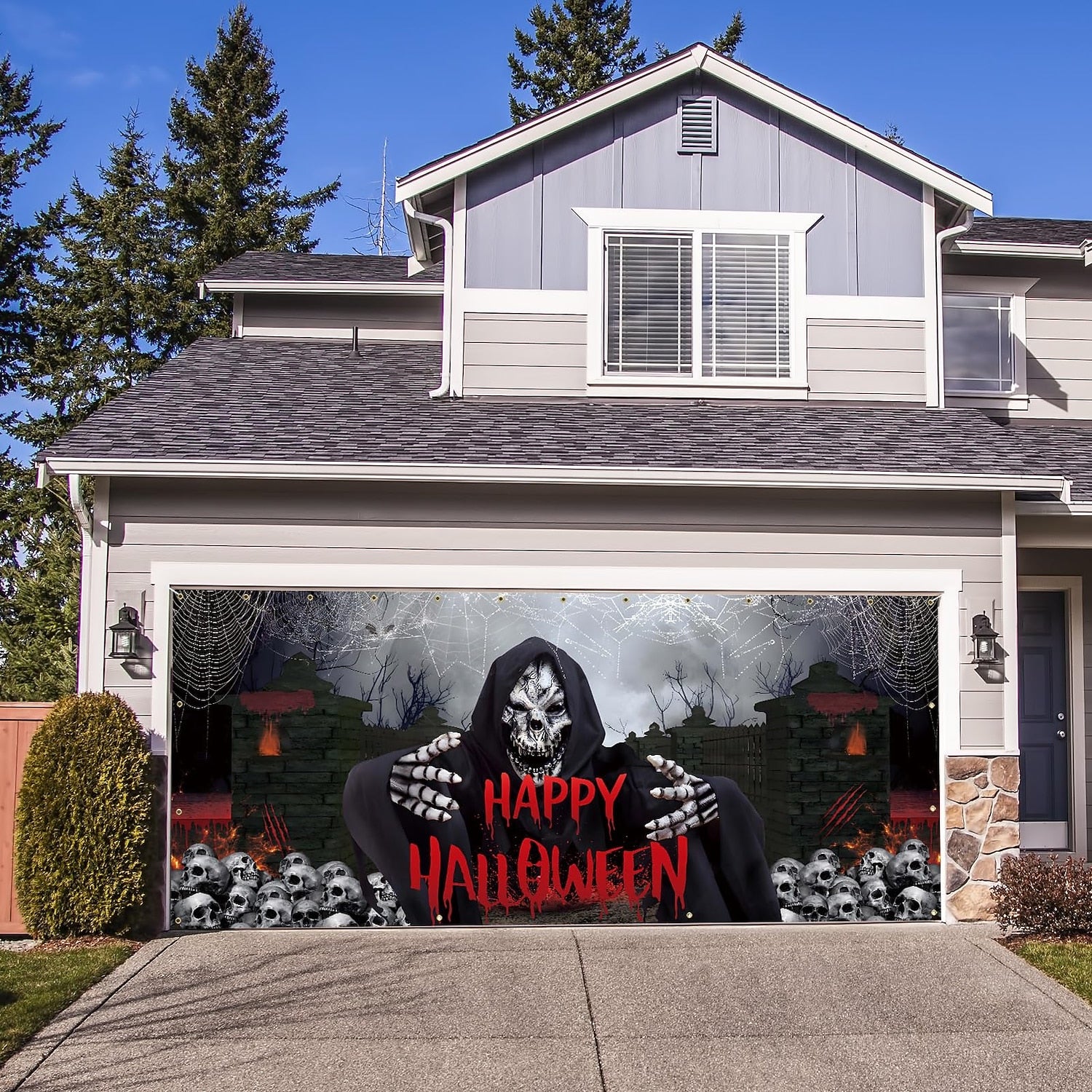 Scary Grim Reaper Mural | Halloween Garage Door Banner Cover