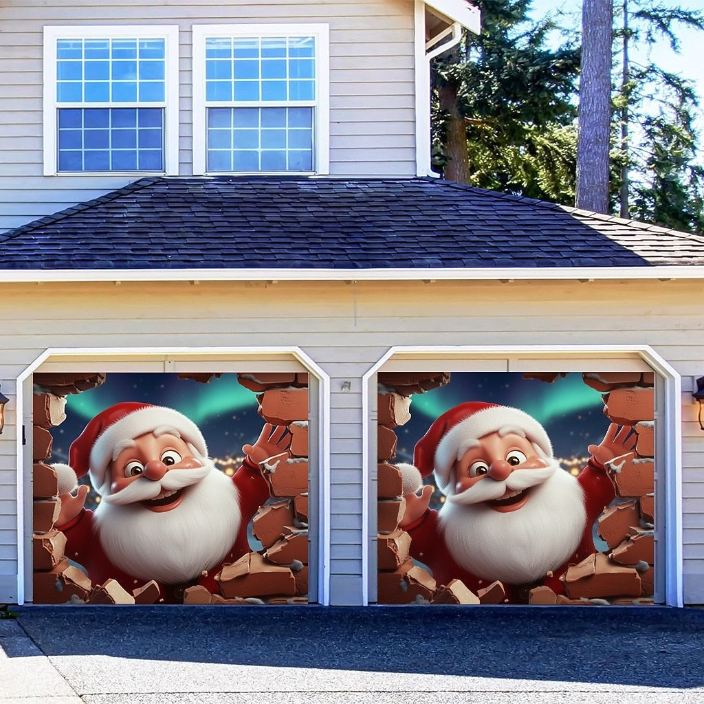 Santa Delivering Gifts Garage Door Cover
