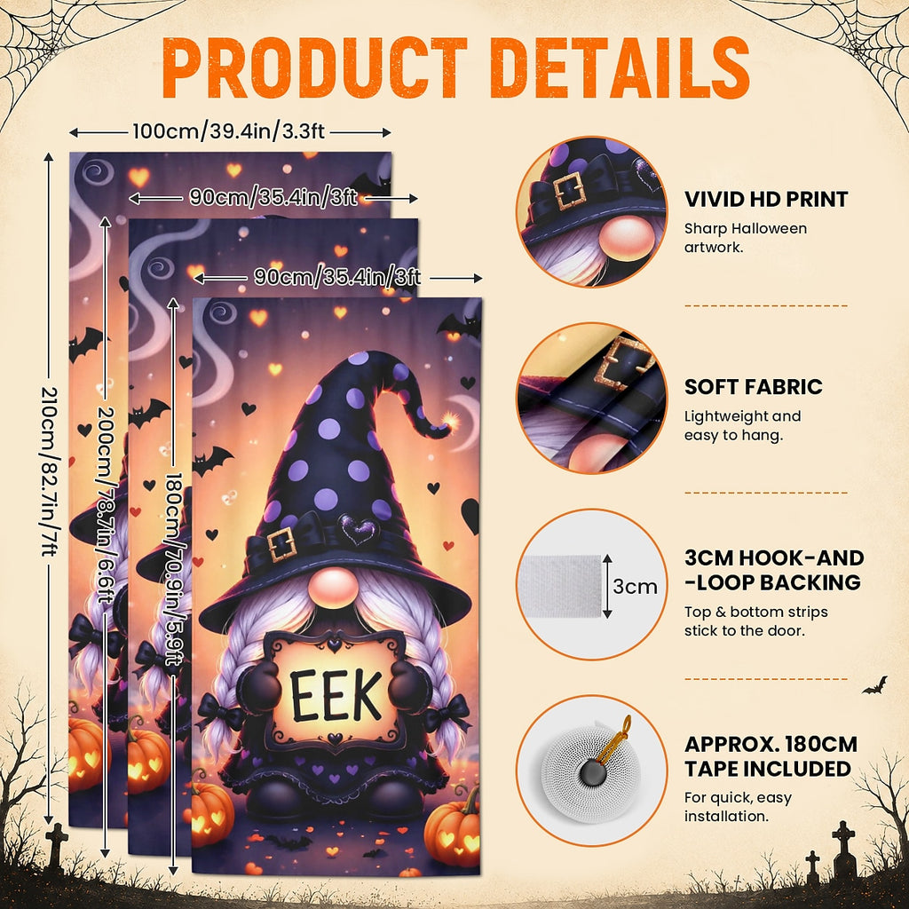Gnome Boo Witch Pumpkin Banner Halloween Door Cover