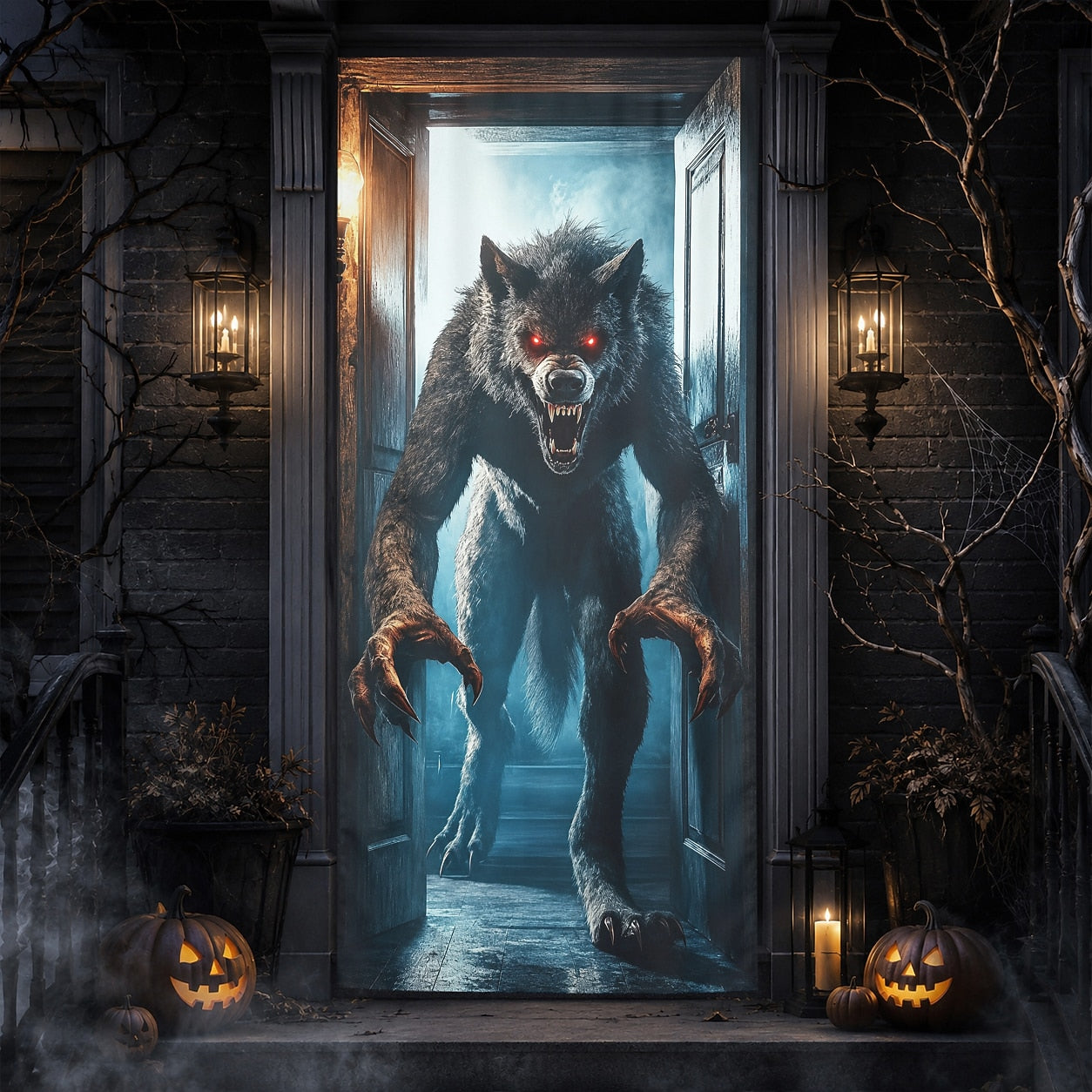 Werewolf Wolf Monster 3D Illusion Banner Halloween Door Cover