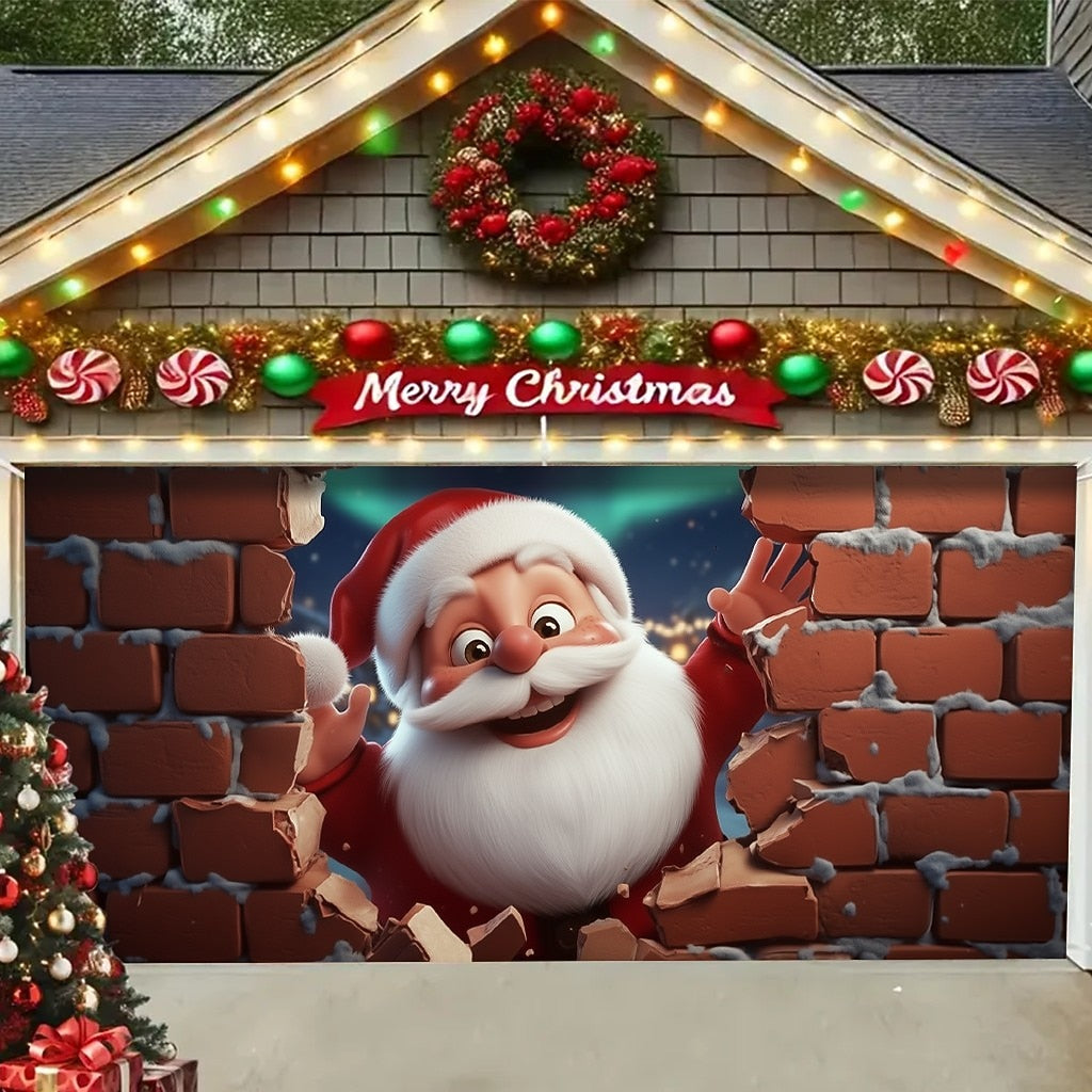 Santa Delivering Gifts Garage Door Cover
